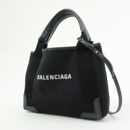 Balenciaga Navy Cabas – Tela e pelle
