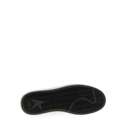 Golden Goose – Ball Star Sneaker in Pelle Bianca con Stella Nera Glitter e Tallone Oro – Donna – FW25