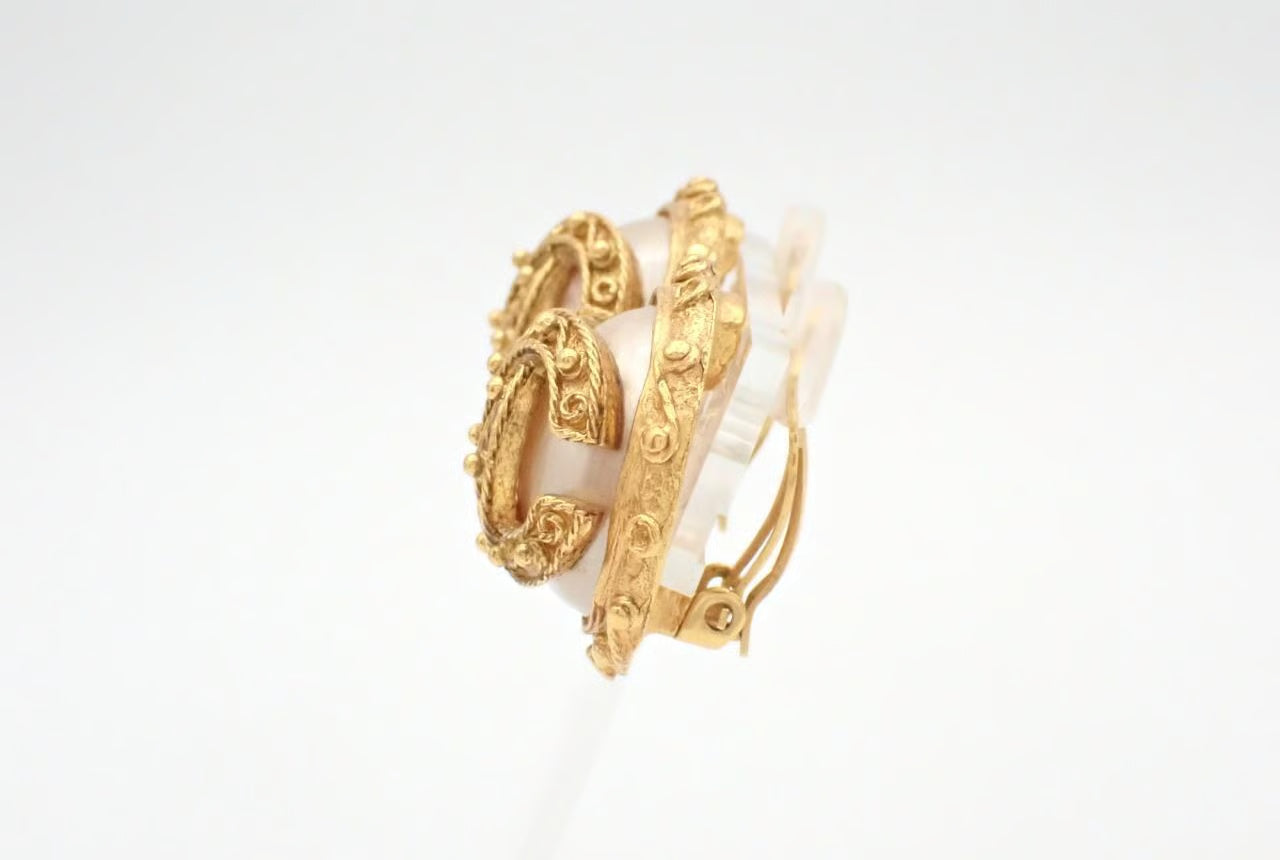 Chanel Vintage Orecchini Clip CC Perla & Oro – Collezione Autunno 1994 – 2,5 cm