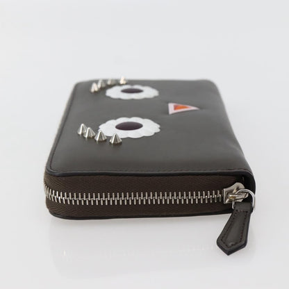 Fendi – Portafoglio Lungo Monster Eyes in Pelle Grigia – Condizioni Eccellenti (Rank SA)